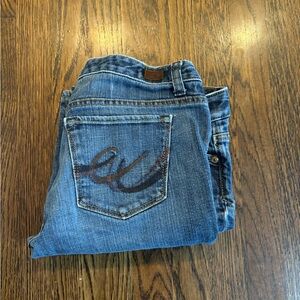 Sz 10 short Express dark wash no distressing bootcut jeans